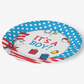 Kat in het Pet | Het is een Boy Baby shower Papieren Bordje (Gekanteld)