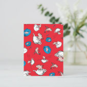 Kat in het Pet | Het rode patroon van de vis Briefkaart (Staand voorkant)