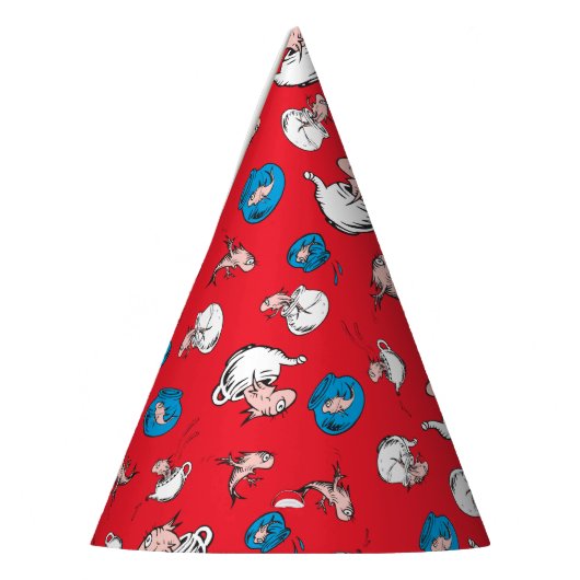 Kat in het Pet | Het rode patroon van de vis Feesthoedjes (Links)