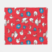 Kat in het Pet | Het rode patroon van de vis Fleece Deken (Voorkant (Horizontaal))