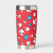 Kat in het Pet | Het rode patroon van de vis Geïsoleerde Drinkbeker (Achterkant)