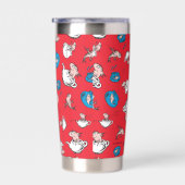 Kat in het Pet | Het rode patroon van de vis Geïsoleerde Drinkbeker (Rechts)