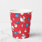 Kat in het Pet | Het rode patroon van de vis Papieren Bekers (Voorkant)