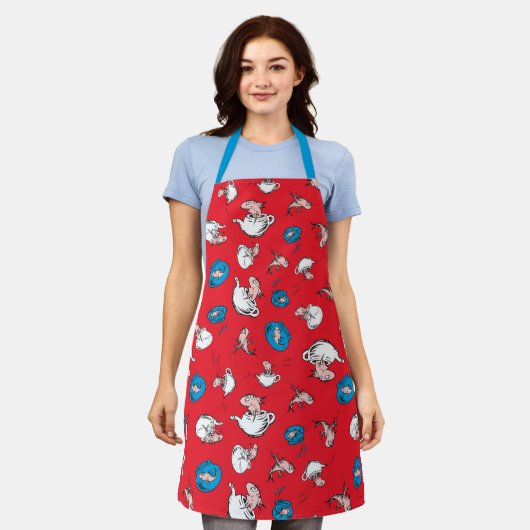 Kat in het Pet | Het rode patroon van de vis Schort (Gedragen)