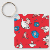 Kat in het Pet | Het rode patroon van de vis Sleutelhanger (Voorkant)
