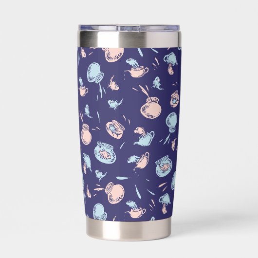 Kat in het Pet | Het vispatroon Geïsoleerde Drinkbeker (Achterkant)