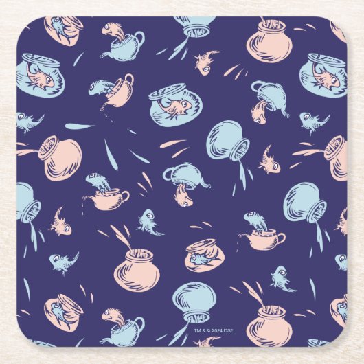 Kat in het Pet | Het vispatroon Kartonnen Onderzetters (Voorkant)