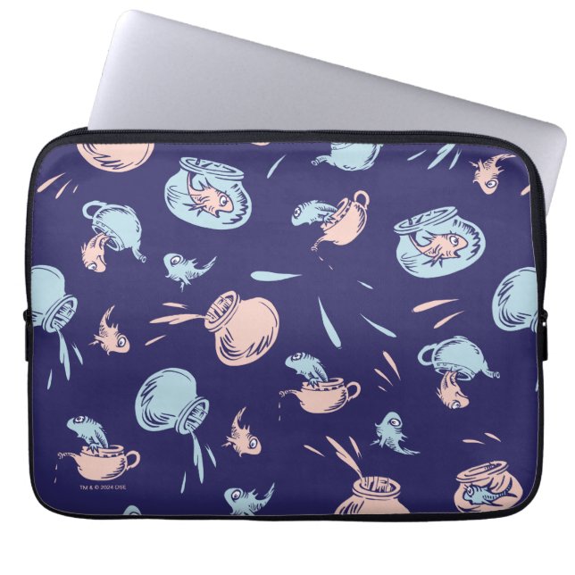 Kat in het Pet | Het vispatroon Laptop Sleeve (Voorkant)