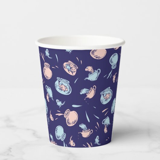 Kat in het Pet | Het vispatroon Papieren Bekers (Achterkant)