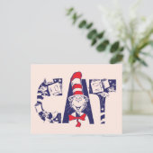 Kat in het Pet | Kattengezichtstekst Briefkaart (Staand voorkant)