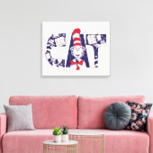 Kat in het Pet | Kattengezichtstekst Canvas Afdruk (Insitu (Woonkamer))