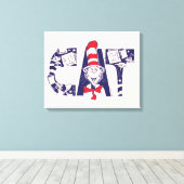 Kat in het Pet | Kattengezichtstekst Canvas Afdruk (Insitu (Houten vloer))