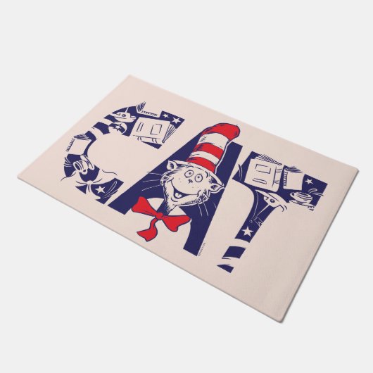 Kat in het Pet | Kattengezichtstekst Deurmat (Schuin)