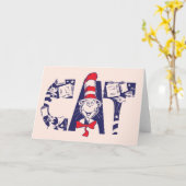 Kat in het Pet | Kattengezichtstekst Kaart (Gele Bloem)