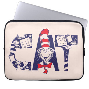 Kat in het Pet   Kattengezichtstekst Laptop Sleeve