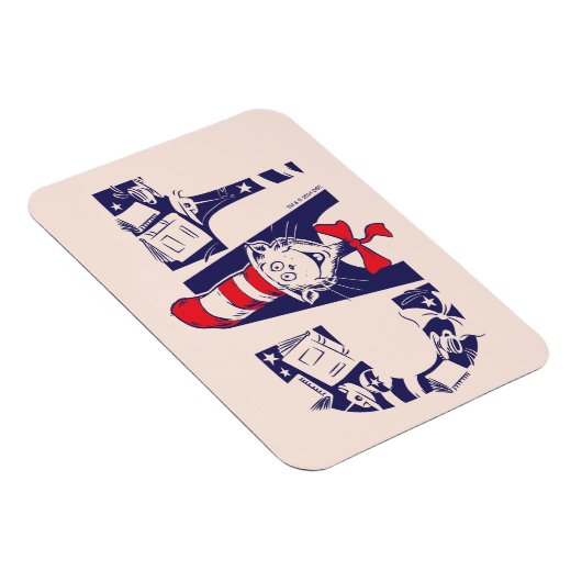 Kat in het Pet | Kattengezichtstekst Magneet (Rechterzijde)