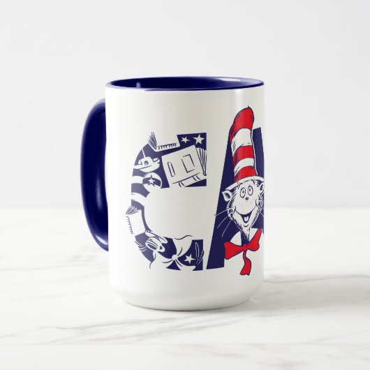 Kat in het Pet | Kattengezichtstekst Mok (Voorkant links)