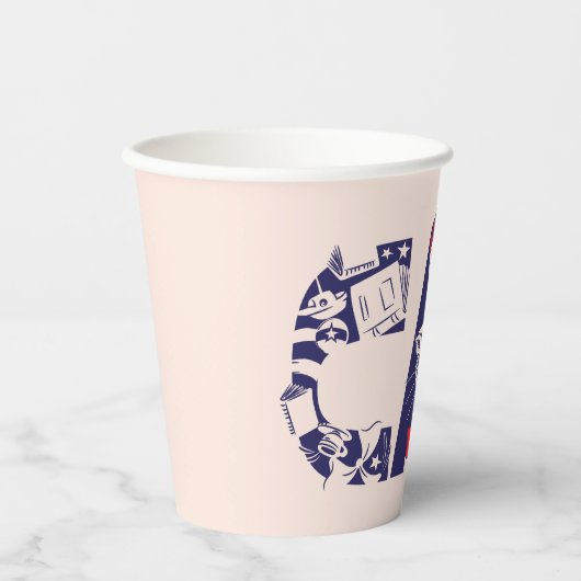 Kat in het Pet | Kattengezichtstekst Papieren Bekers (Voorkant)