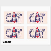 Kat in het Pet | Kattengezichtstekst Rechthoekige Sticker (Vel)