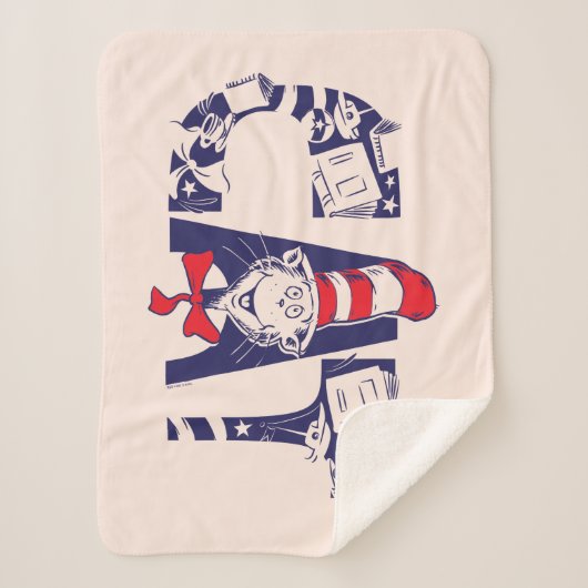 Kat in het Pet | Kattengezichtstekst Sherpa Deken (Voorkant)