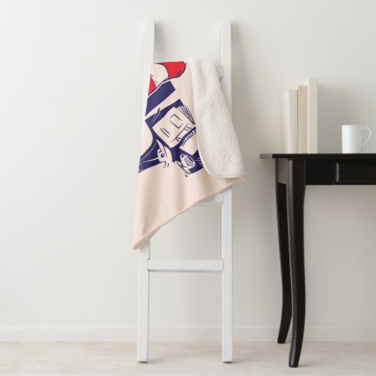 Kat in het Pet | Kattengezichtstekst Sherpa Deken (In situ)