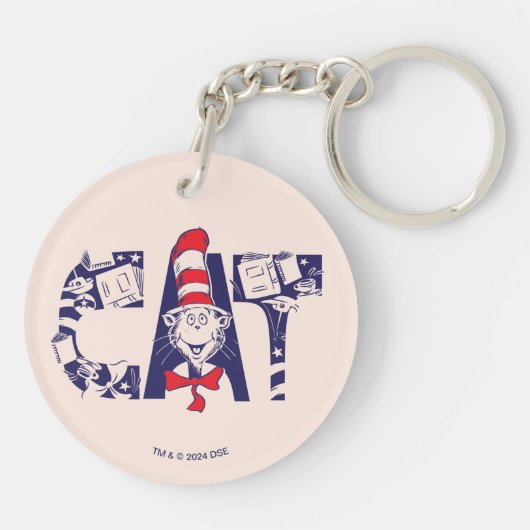 Kat in het Pet | Kattengezichtstekst Sleutelhanger (Achterkant)