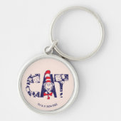 Kat in het Pet | Kattengezichtstekst Sleutelhanger (Voorkant)