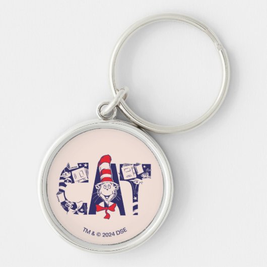 Kat in het Pet | Kattengezichtstekst Sleutelhanger (Voorkant)