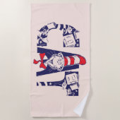 Kat in het Pet | Kattengezichtstekst Strandlaken (Voorkant)