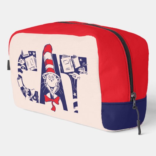 Kat in het Pet | Kattengezichtstekst Toilettasje (Rechterhoek)