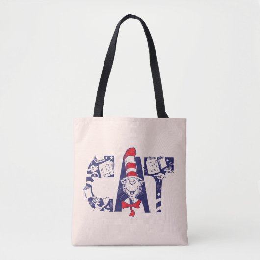 Kat in het Pet | Kattengezichtstekst Tote Bag (Voorkant)