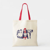 Kat in het Pet | Kattengezichtstekst Tote Bag (Achterkant)