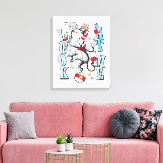 Kat in het Pet | Kijk me aan Canvas Afdruk (Insitu (Woonkamer))