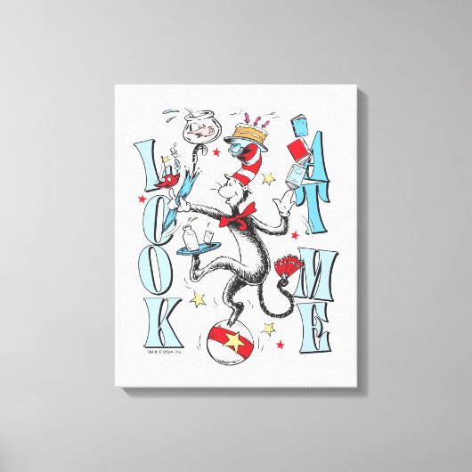 Kat in het Pet | Kijk me aan Canvas Afdruk (Voorkant)