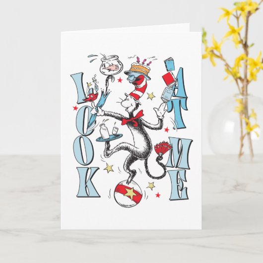 Kat in het Pet | Kijk me aan Kaart (Gele Bloem)