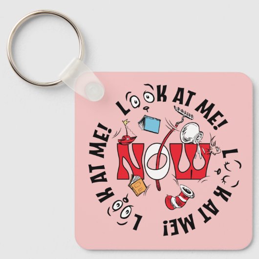 Kat in het Pet | Kijk me aan! Kijk me aan! Sleutelhanger (Voorkant)