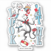 Kat in het Pet | Kijk me aan Sticker (Voorkant)