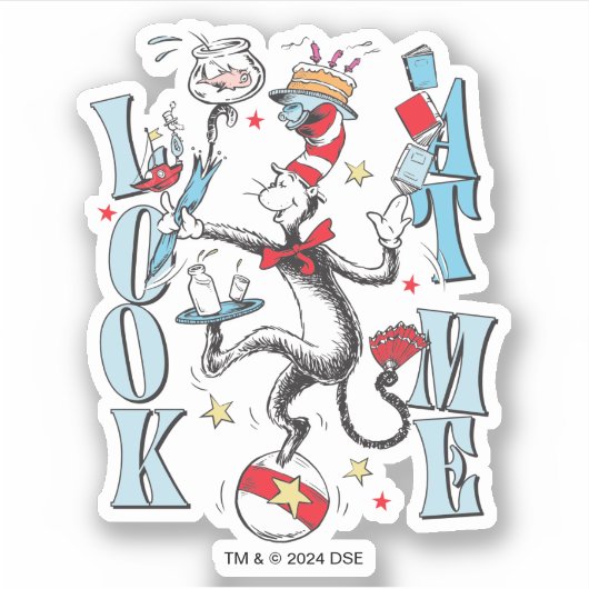 Kat in het Pet | Kijk me aan Sticker (Voorkant)