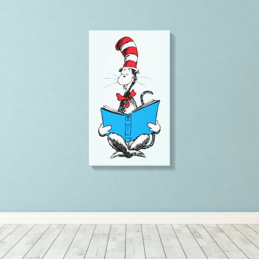 Kat in het Pet Lezen Canvas Afdruk (Insitu (Houten vloer))