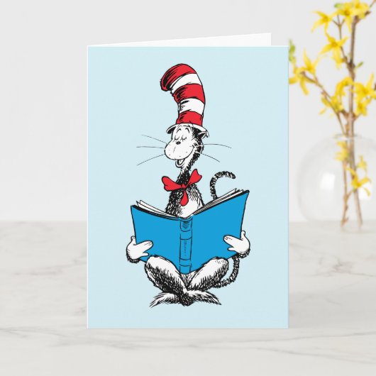 Kat in het Pet Lezen Kaart (Gele Bloem)