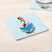 Kat in het Pet Lezen Kartonnen Onderzetters (Schuin)