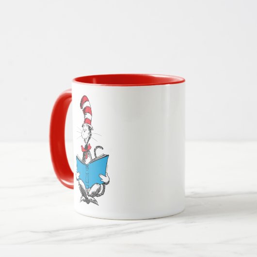 Kat in het Pet Lezen Mok (Voorkant links)