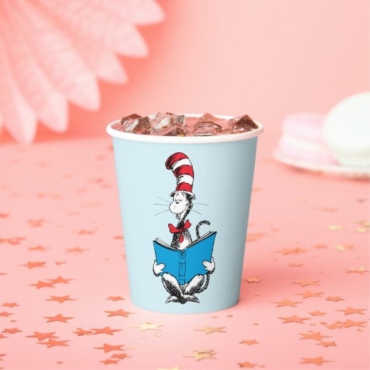 Kat in het Pet Lezen Papieren Bekers (Insitu)