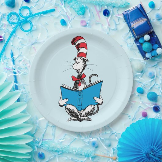 Kat in het Pet Lezen Papieren Bordje (Feest)