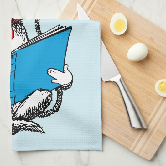 Kat in het Pet Lezen Theedoek (Quarter Fold)