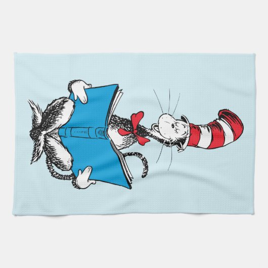 Kat in het Pet Lezen Theedoek (Horizontaal)