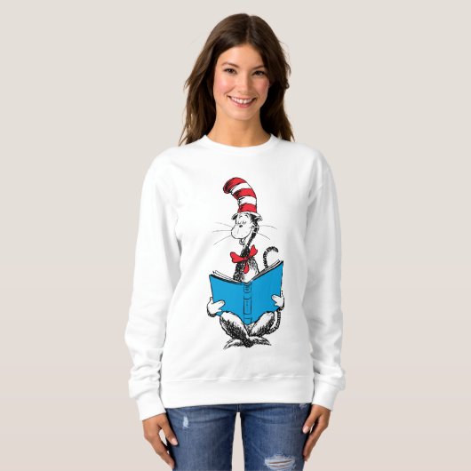 Kat in het Pet Lezen Trui (Voorkant volledig)