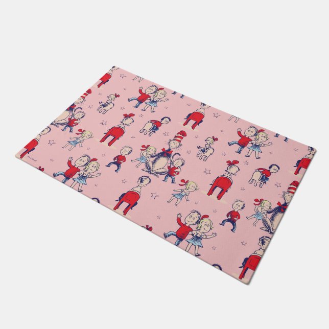 Kat in het Pet | Met een Kinder achtergrond Deurmat (Schuin)