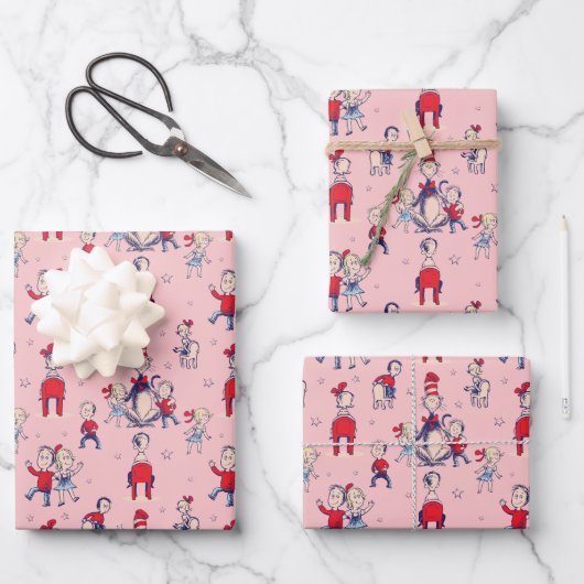 Kat in het Pet | Met een Kinder achtergrond Inpakpapier Vel (Voorkant)