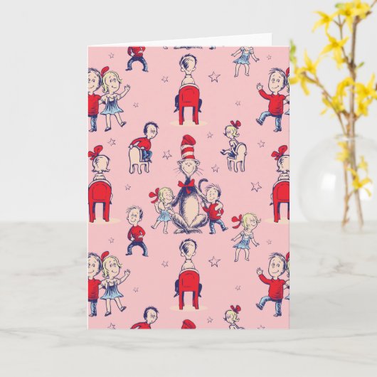 Kat in het Pet | Met een Kinder achtergrond Kaart (Gele Bloem)